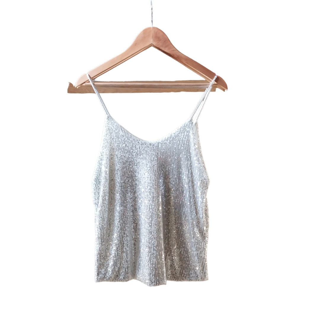 Show Girl sequin strappy top- Silver