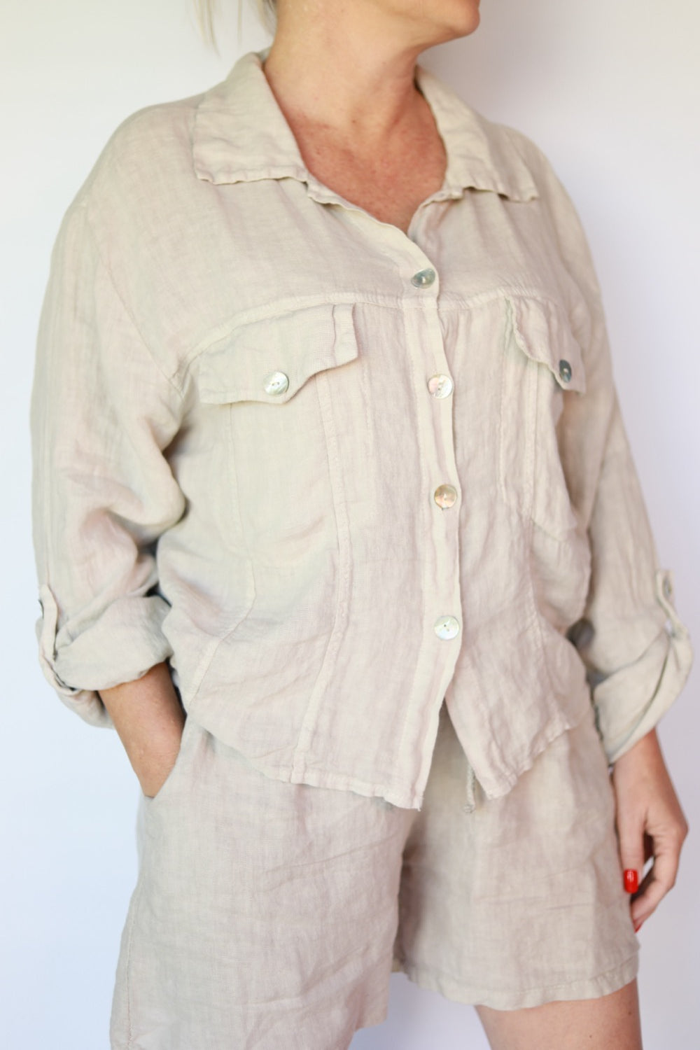 Poppy Beige linen shirt
