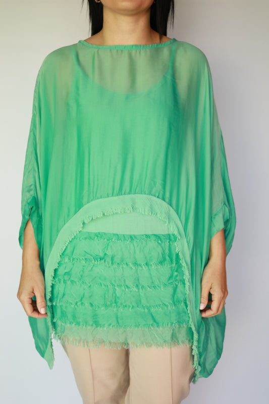 Anna green Ruffle shirt