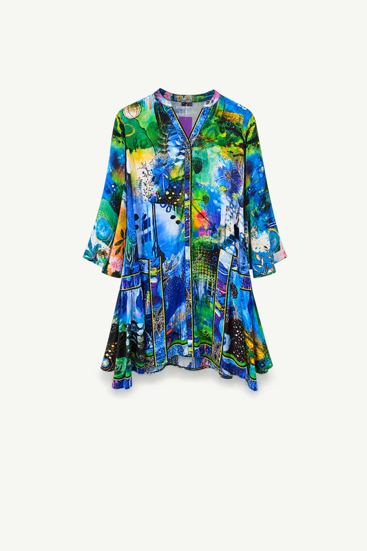 Amalfi Dress Green + Blue Print