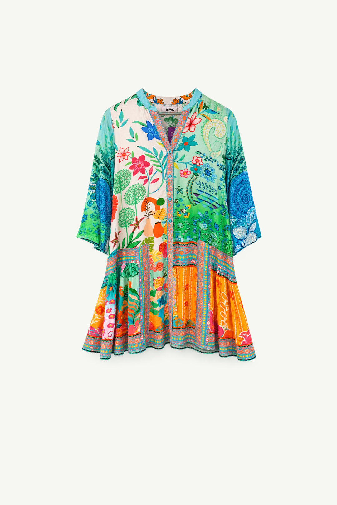 Amalfi Dress Green Coral Bouquet