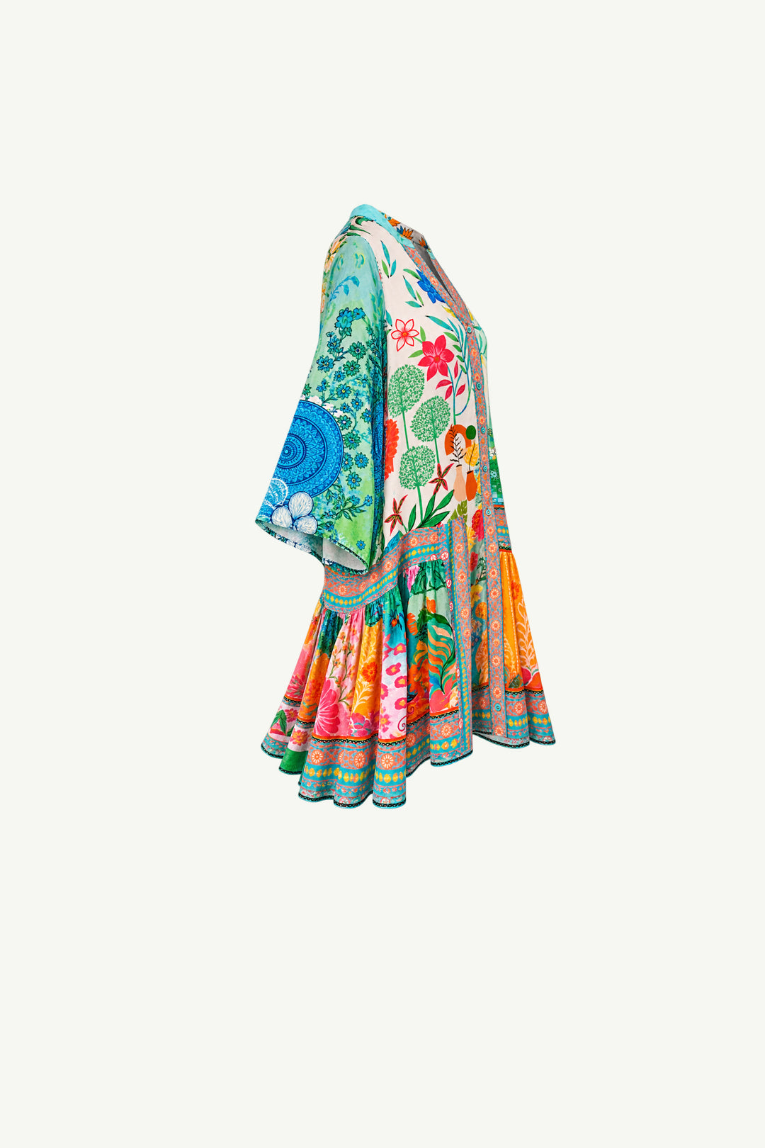 Amalfi Dress Green Coral Bouquet