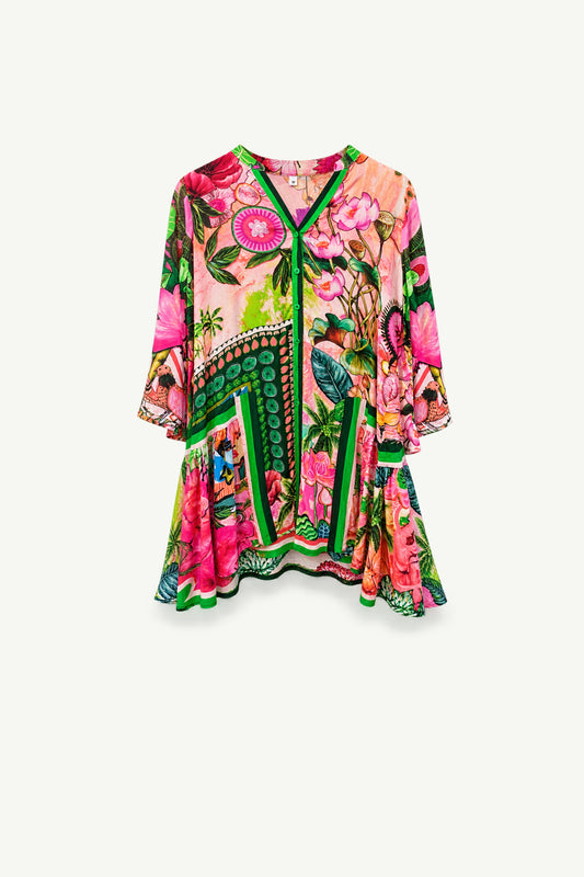 Amalfi Dress Pink + Green Island