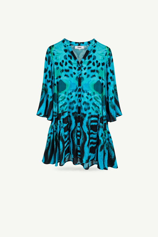 Amalfi Dress Turquoise Animal