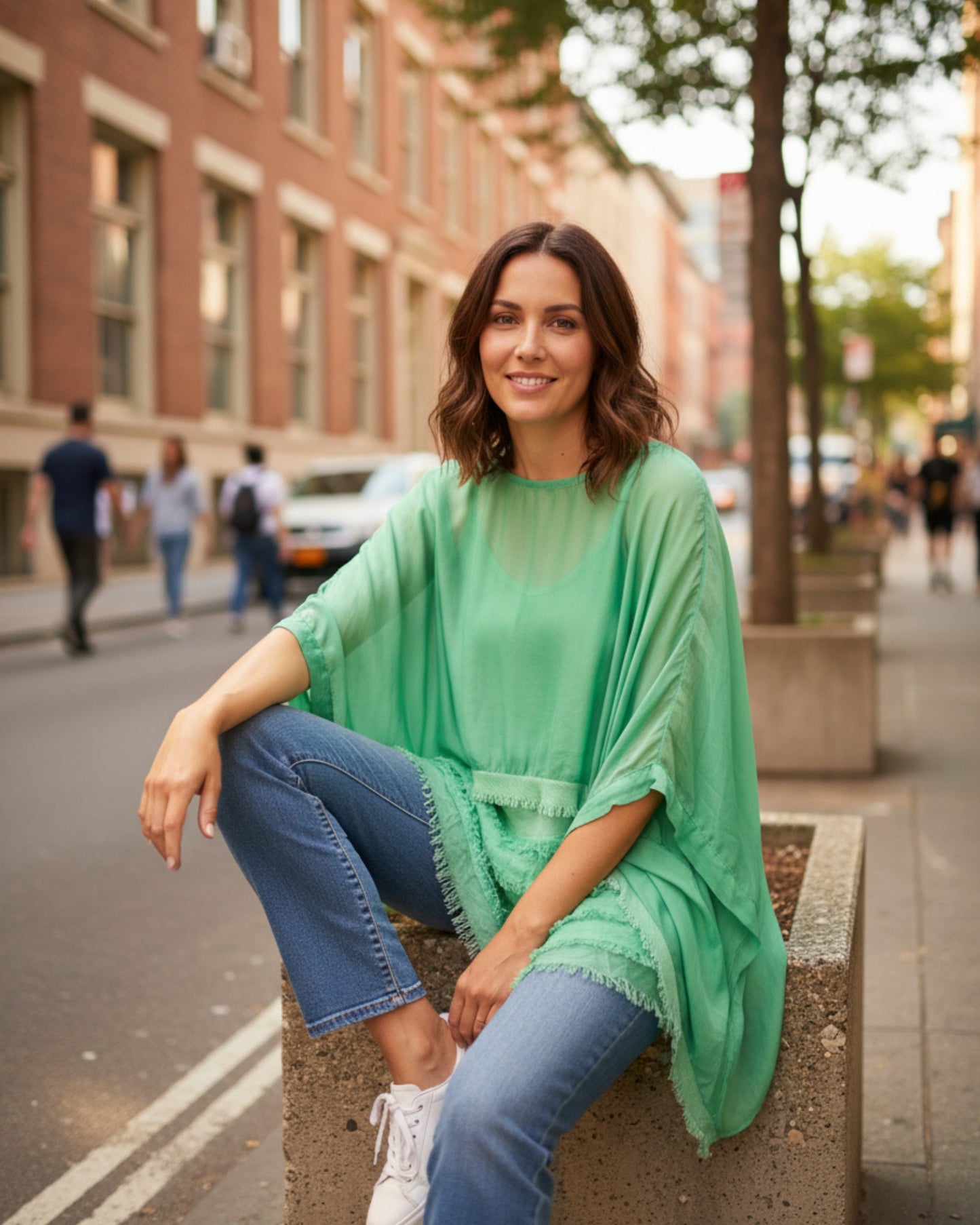 Anna green Ruffle shirt