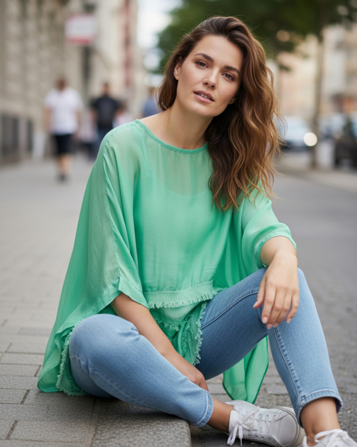 Anna green Ruffle shirt