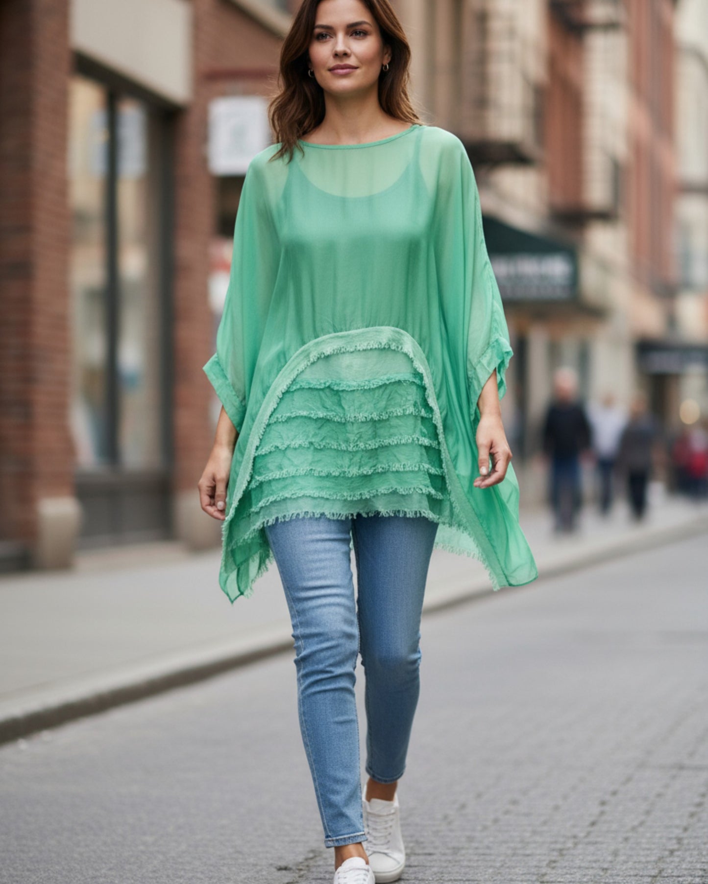 Anna green Ruffle shirt