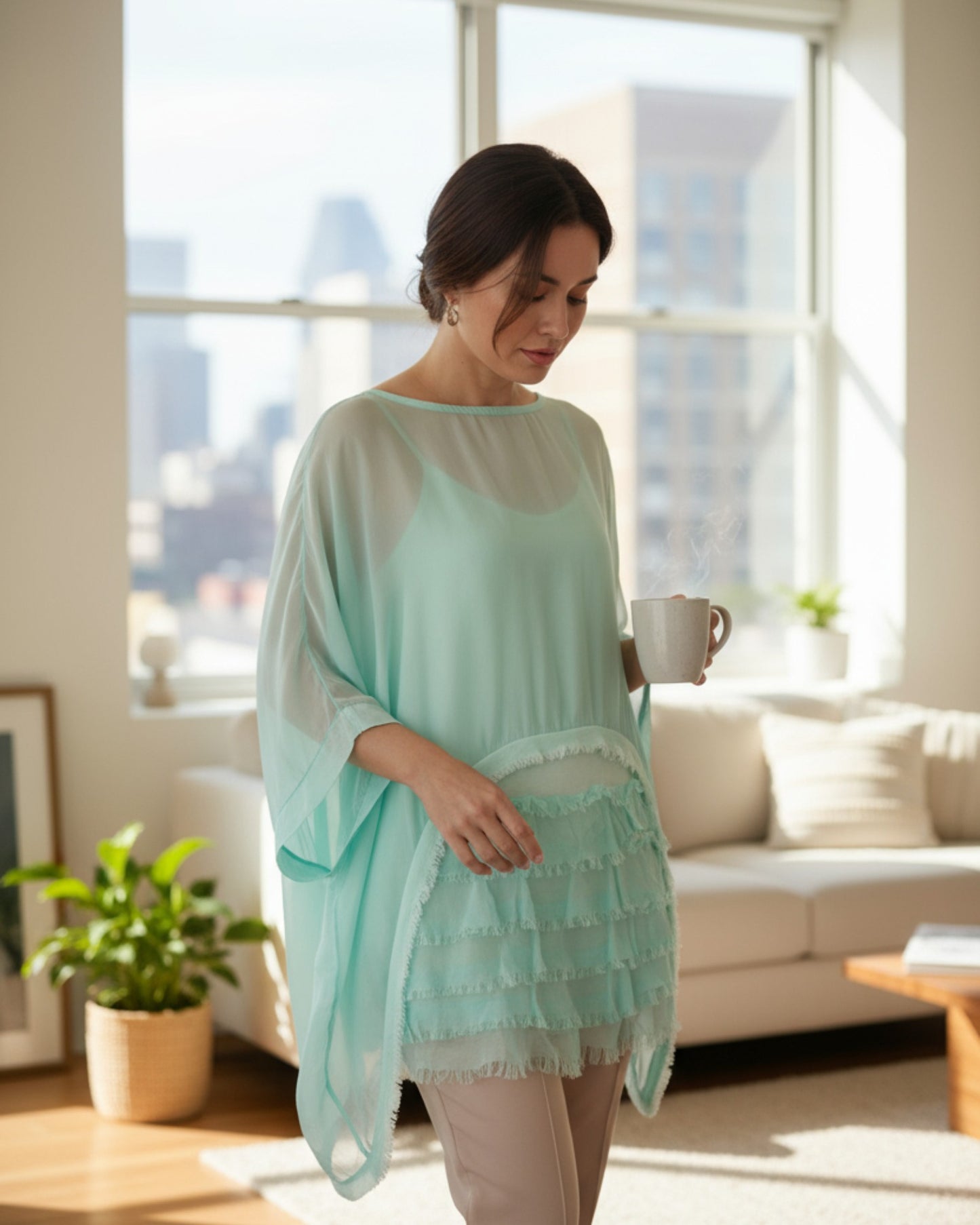 Anna mint ruffle shirt