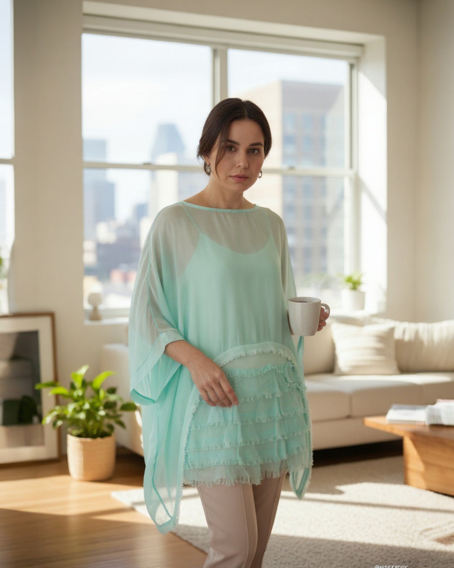 Anna mint ruffle shirt