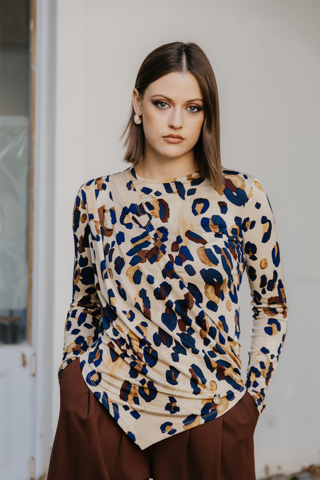 Calista Asymetrical Animal Print Top