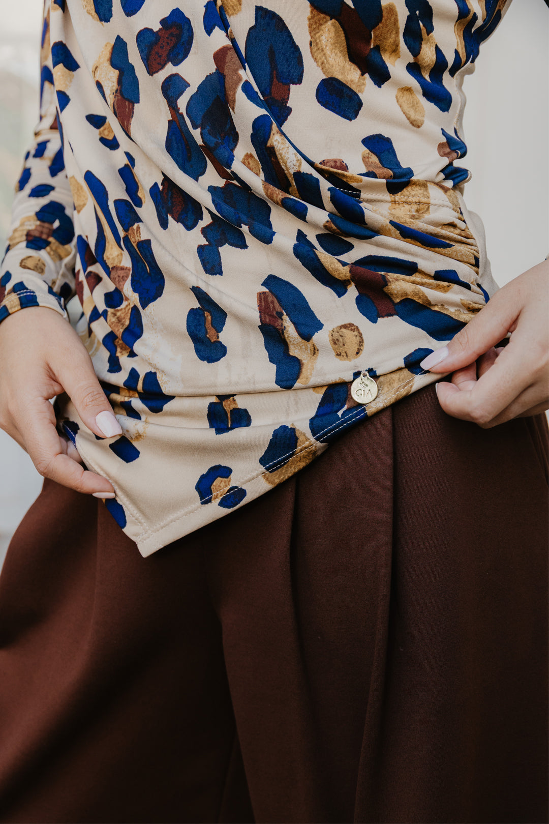 Calista Asymetrical Animal Print Top