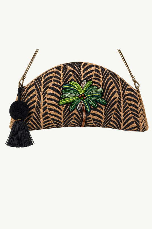 Beaded Palm Half Circle Bag