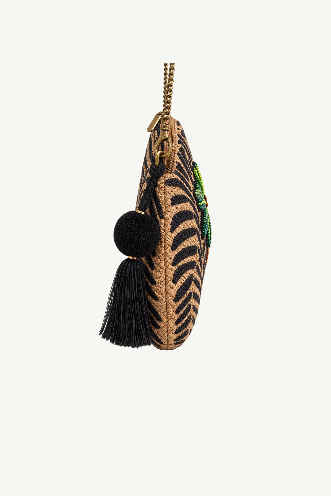 Beaded Palm Half Circle Bag