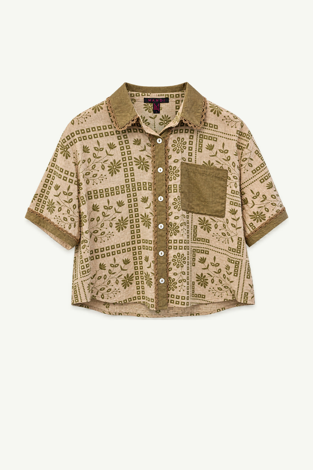 Beige Floral Cotton Top