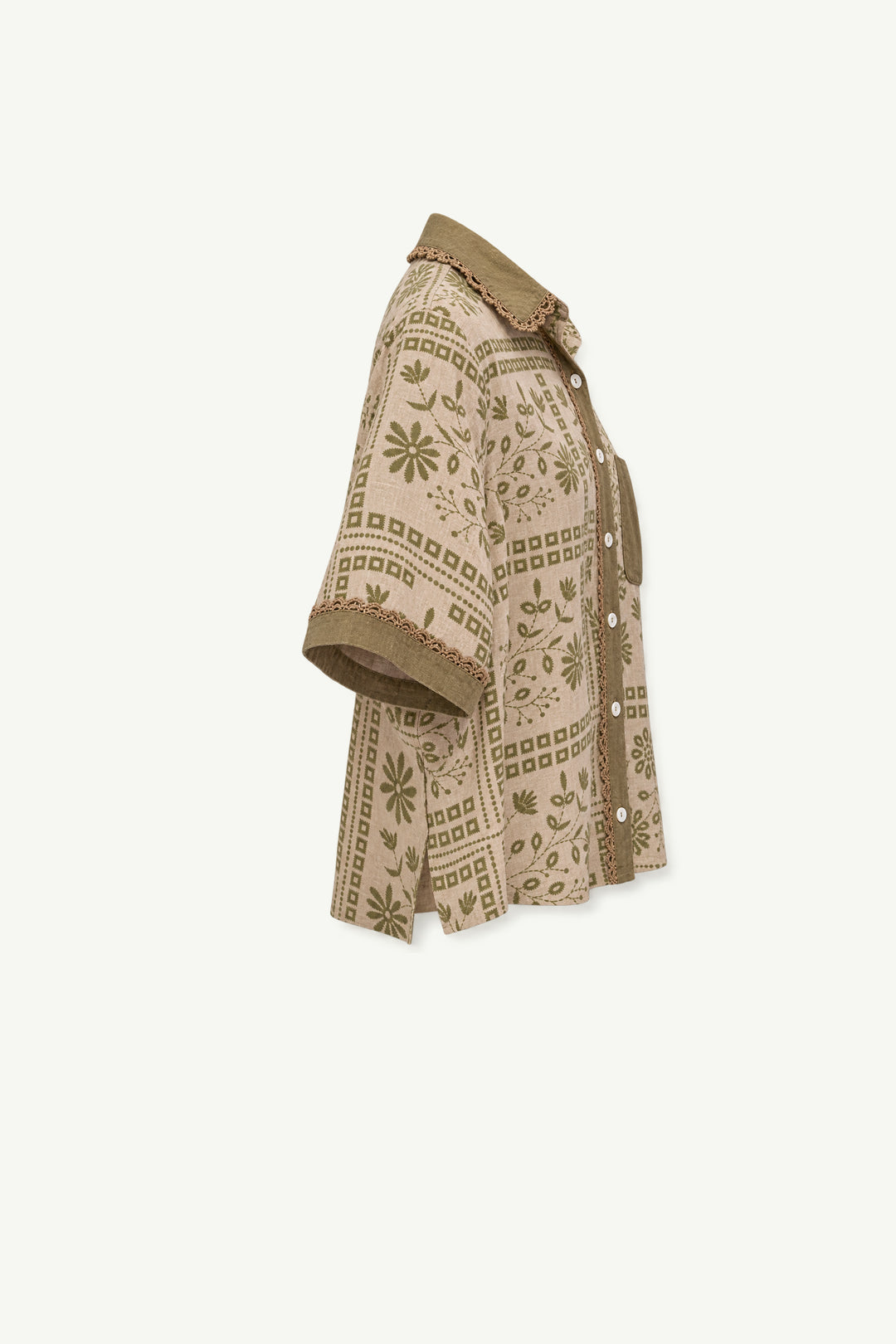 Beige Floral Cotton Top