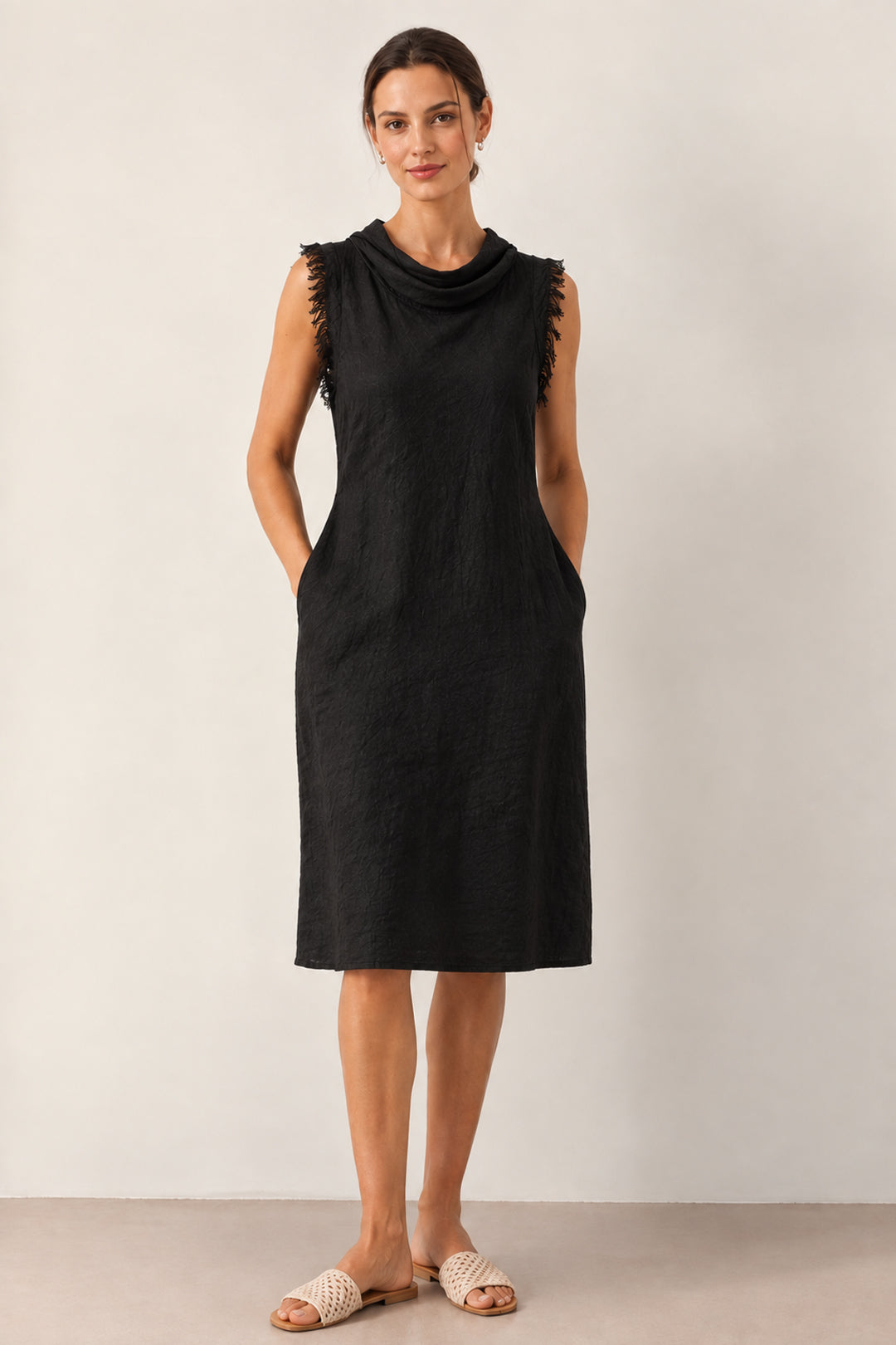 Italian Linen Cowl Neckline Dress