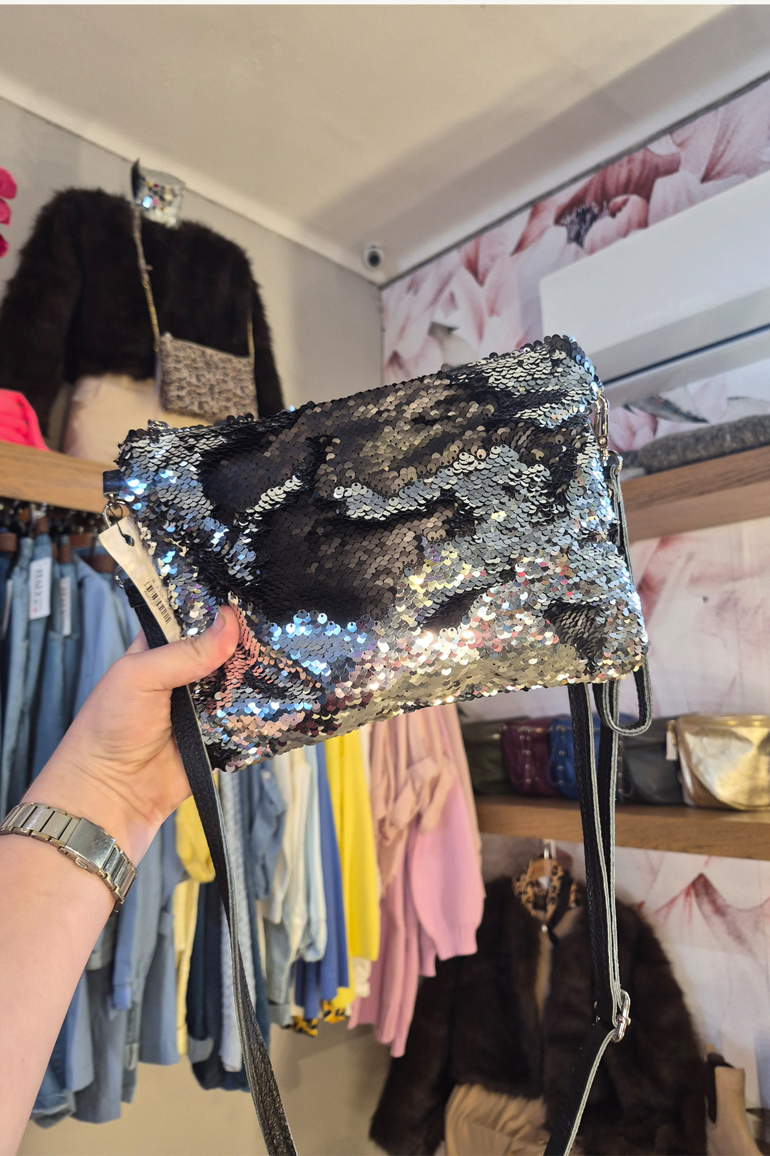 Black + Silver Sequence Bag