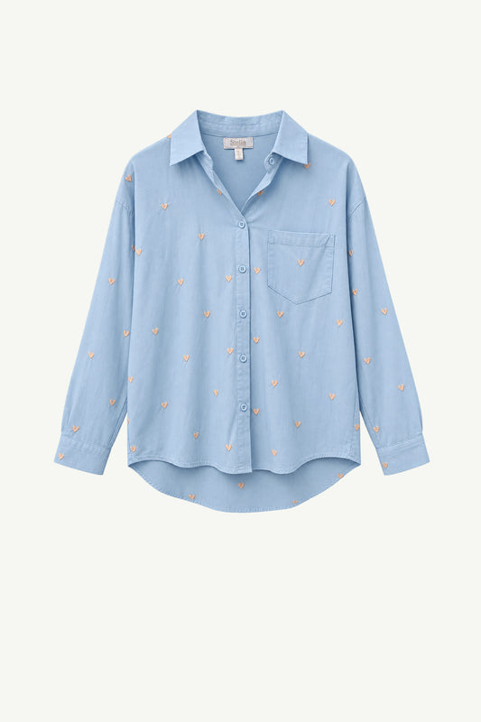 Gold Heart Button Up