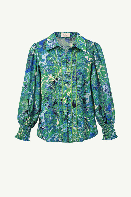 Blue and Green Garden Blouse