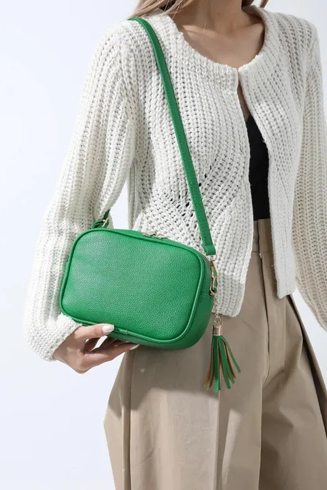 Green Italian Leather Crossbody