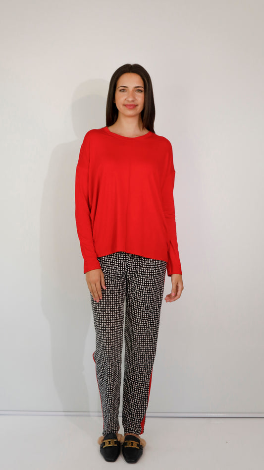 Slick long sleeve top- red