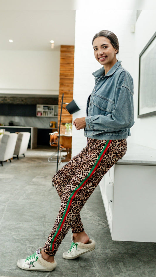 Harem styled pants with ribbon- leopard