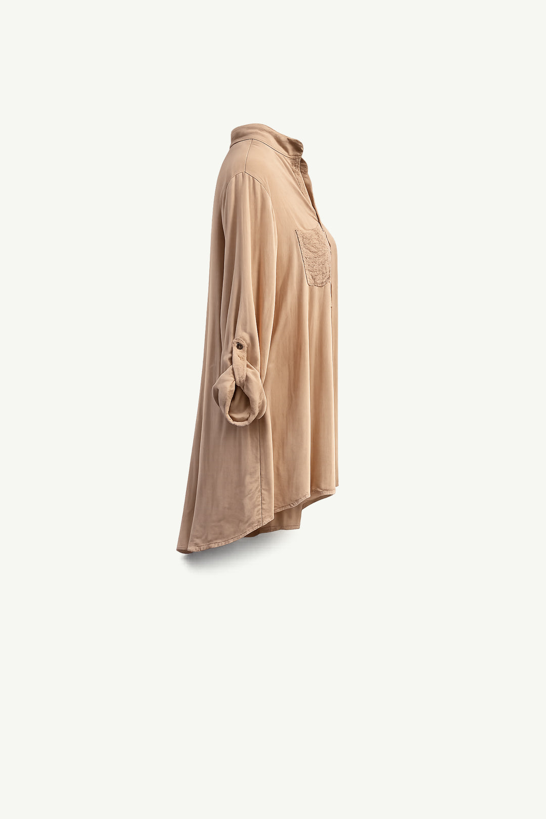 Italian Henley Tunic Blouse Beige