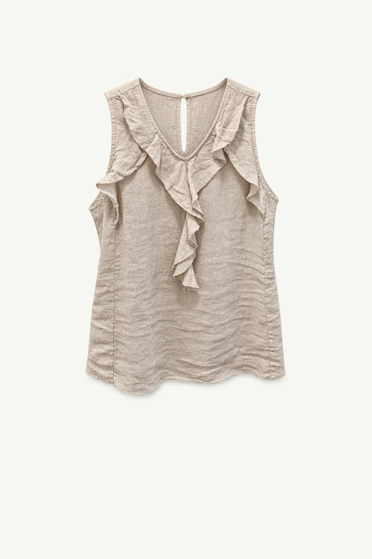 Italian Linen Ruffle Top