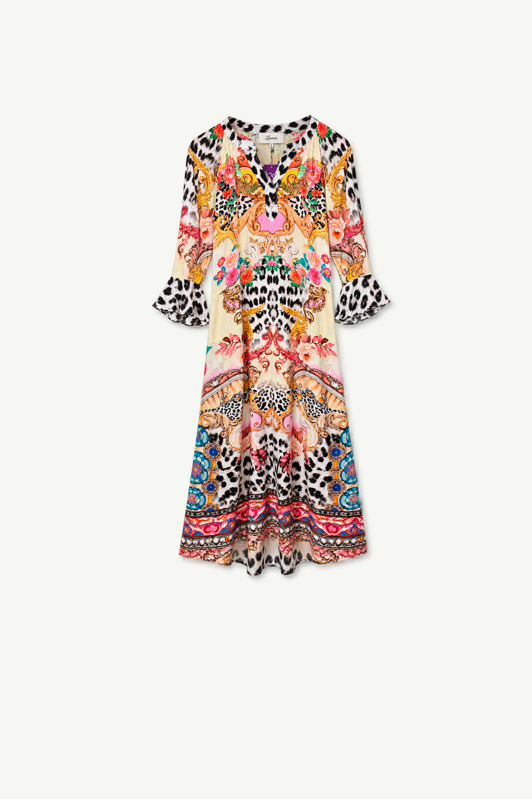Jubilee Dress Cream Crown Print