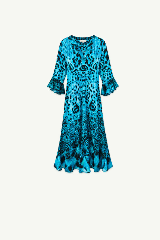 Jubilee Dress Teal Animal Print