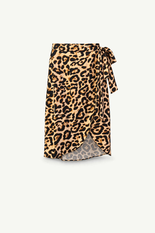 Leopard Print Wrap Skirt