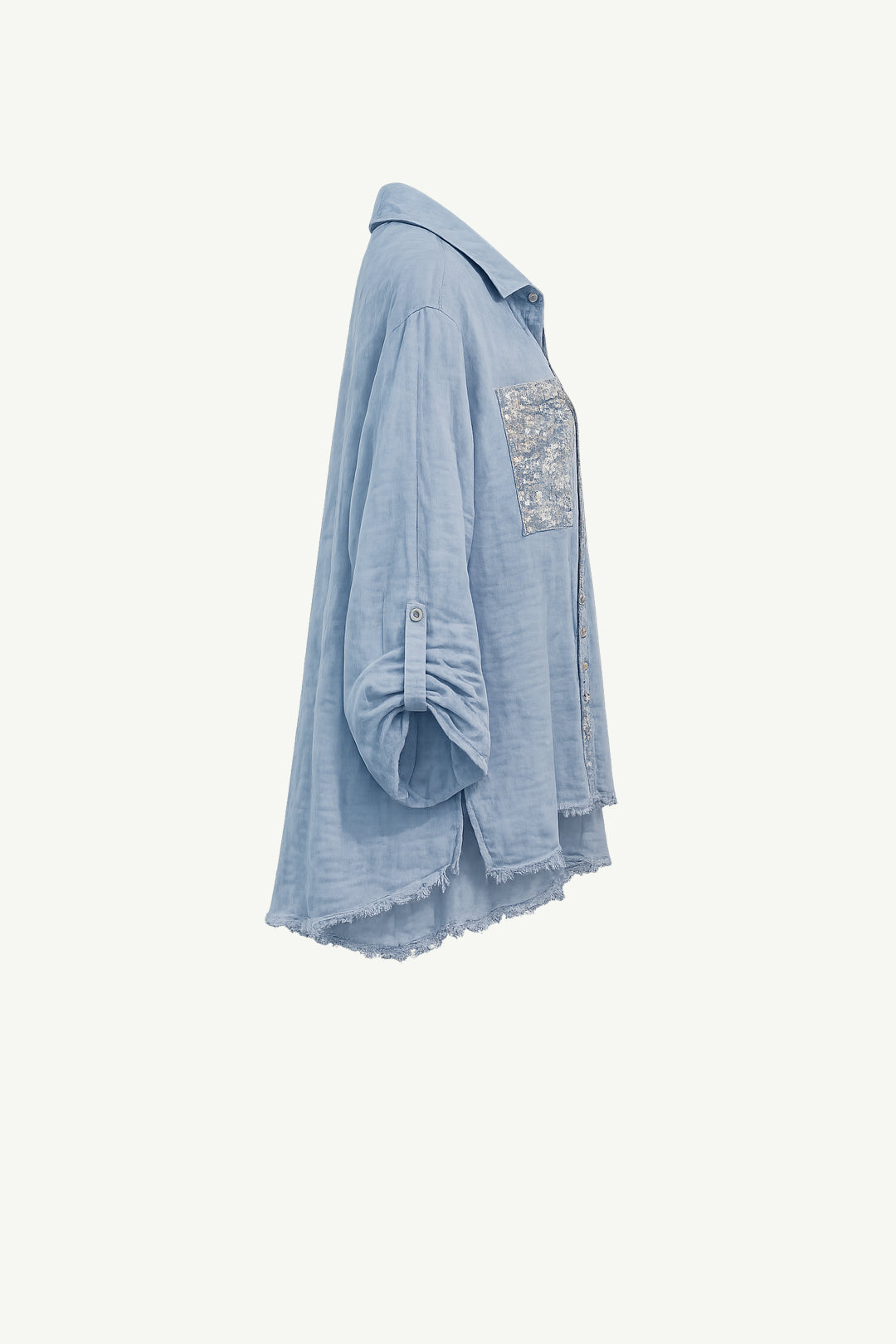 Linen Sequence Blouse Dusty Blue