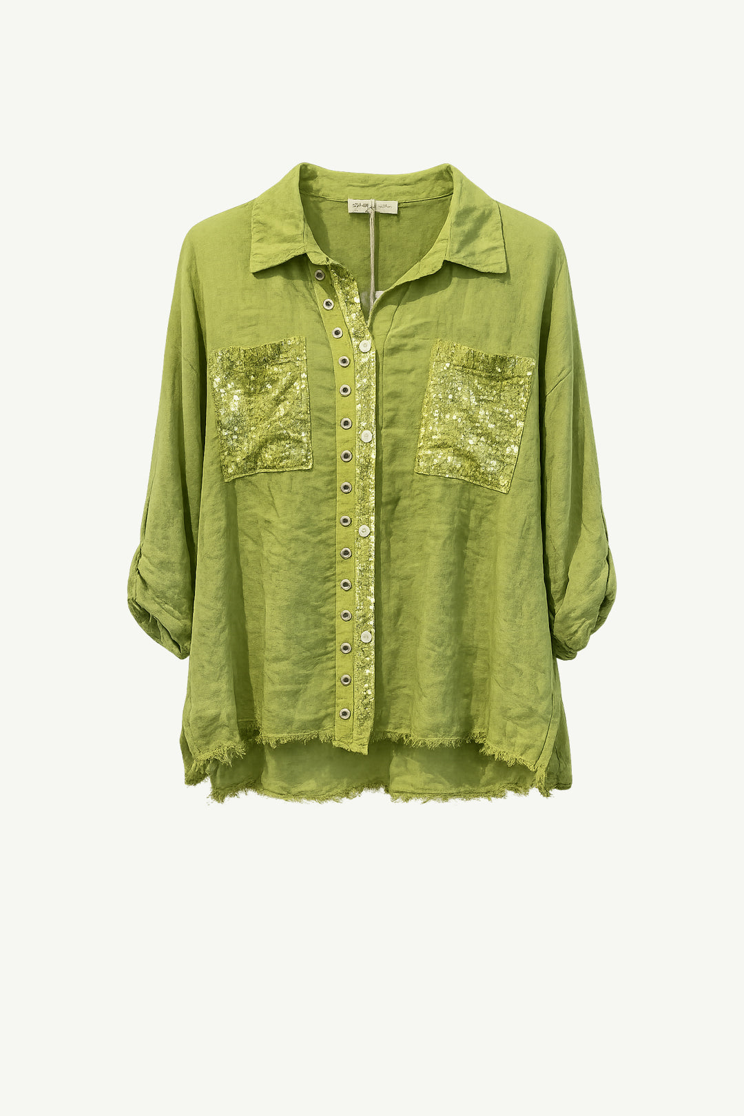 Linen Sequence Blouse Chatreuse
