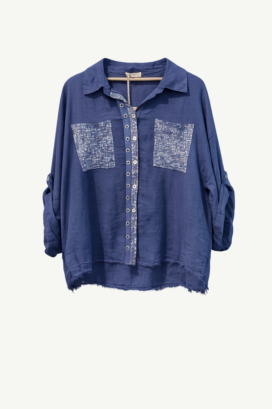 Linen Sequence Blouse Navy