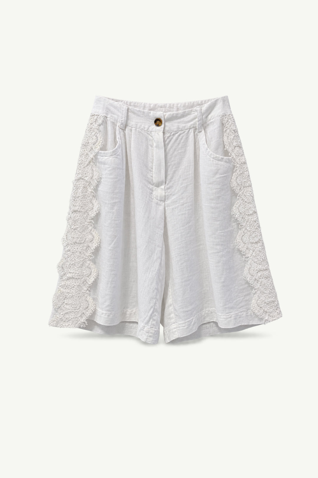 Linen Shorts with Lace Detail