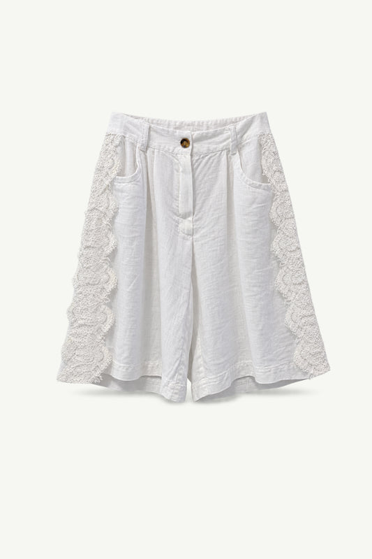 Linen Shorts with Lace Detail