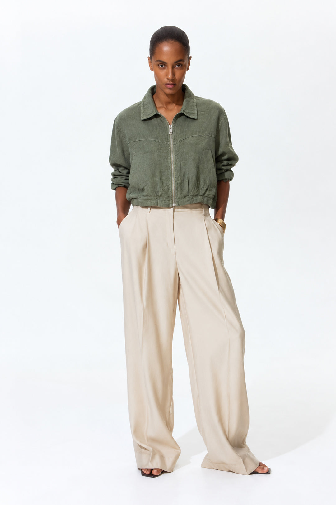 Zip Up Linen Jacket