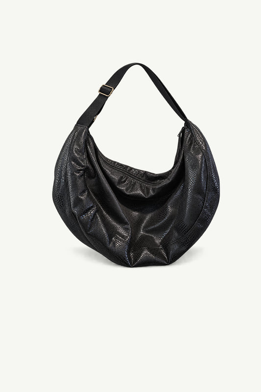 Black + Pink Leopard Slouch Bag