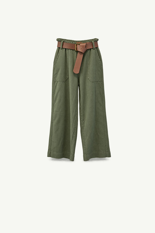 Linen Straight Leg Pants with Belt