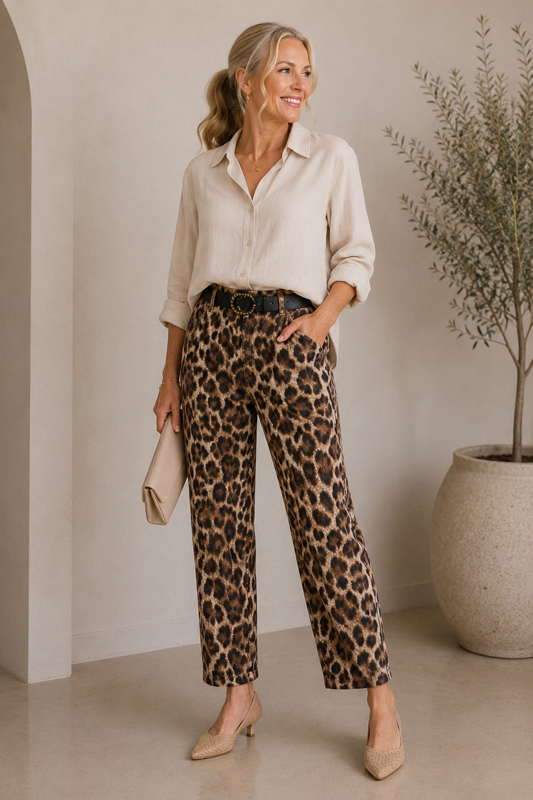 Leopard Barrel Pants