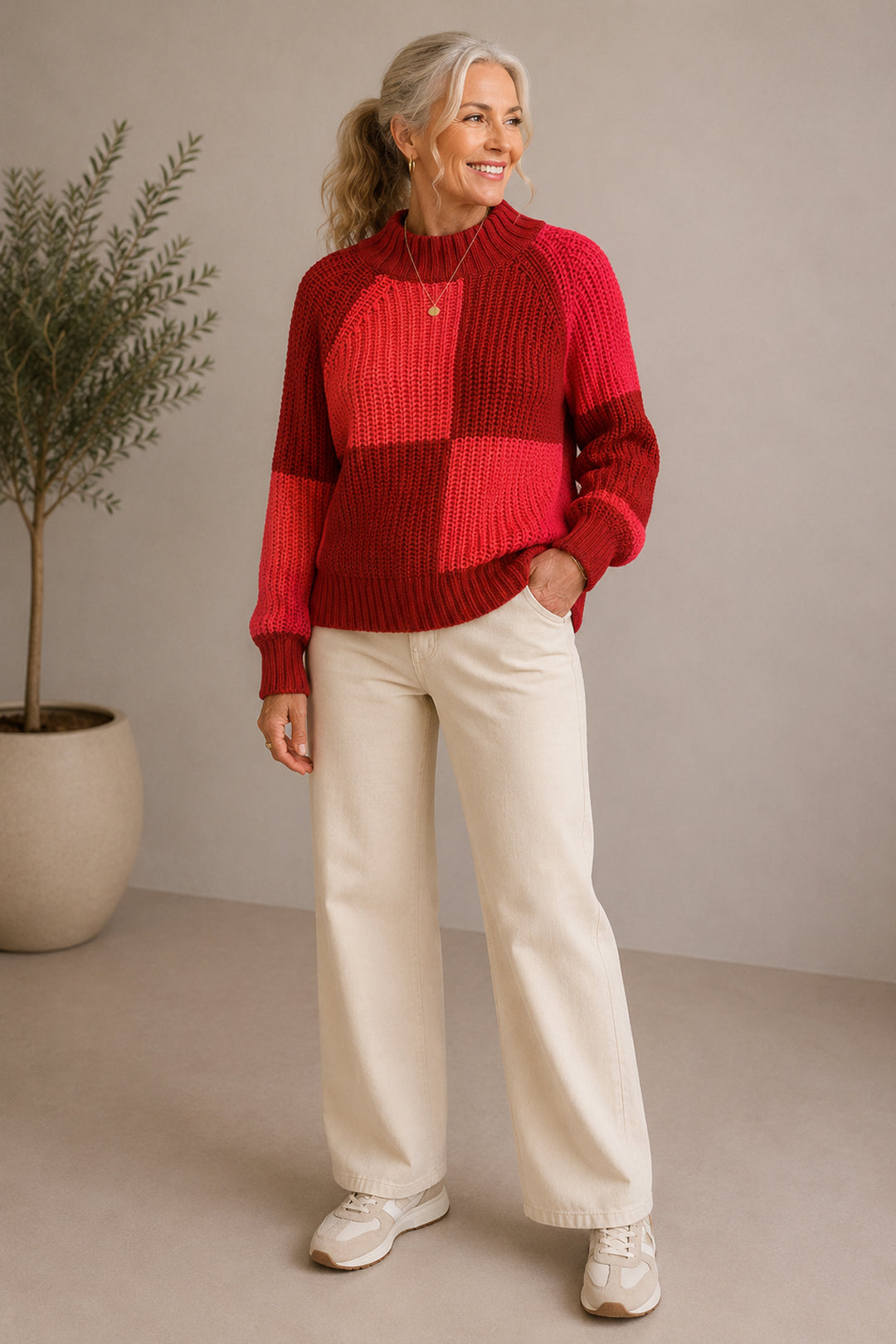 Two-toned knit sweater