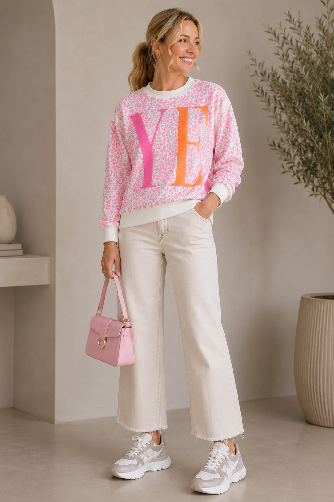 Pink Leopard Graphic Italian Top