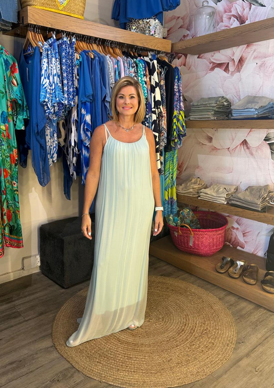 Long strappy silk dress