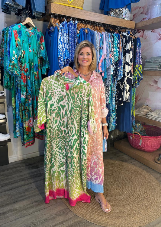 Long dress with animal print