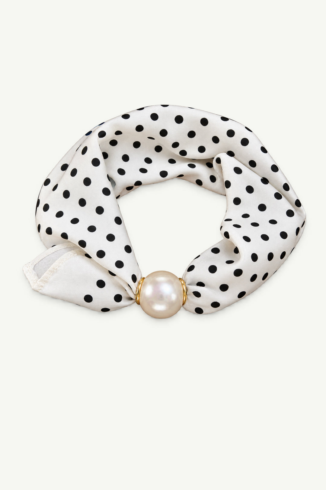 Polka Dot Silk Scarf with Pearl