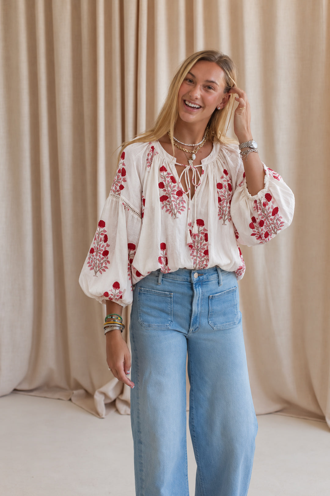 Red Peony Blouse