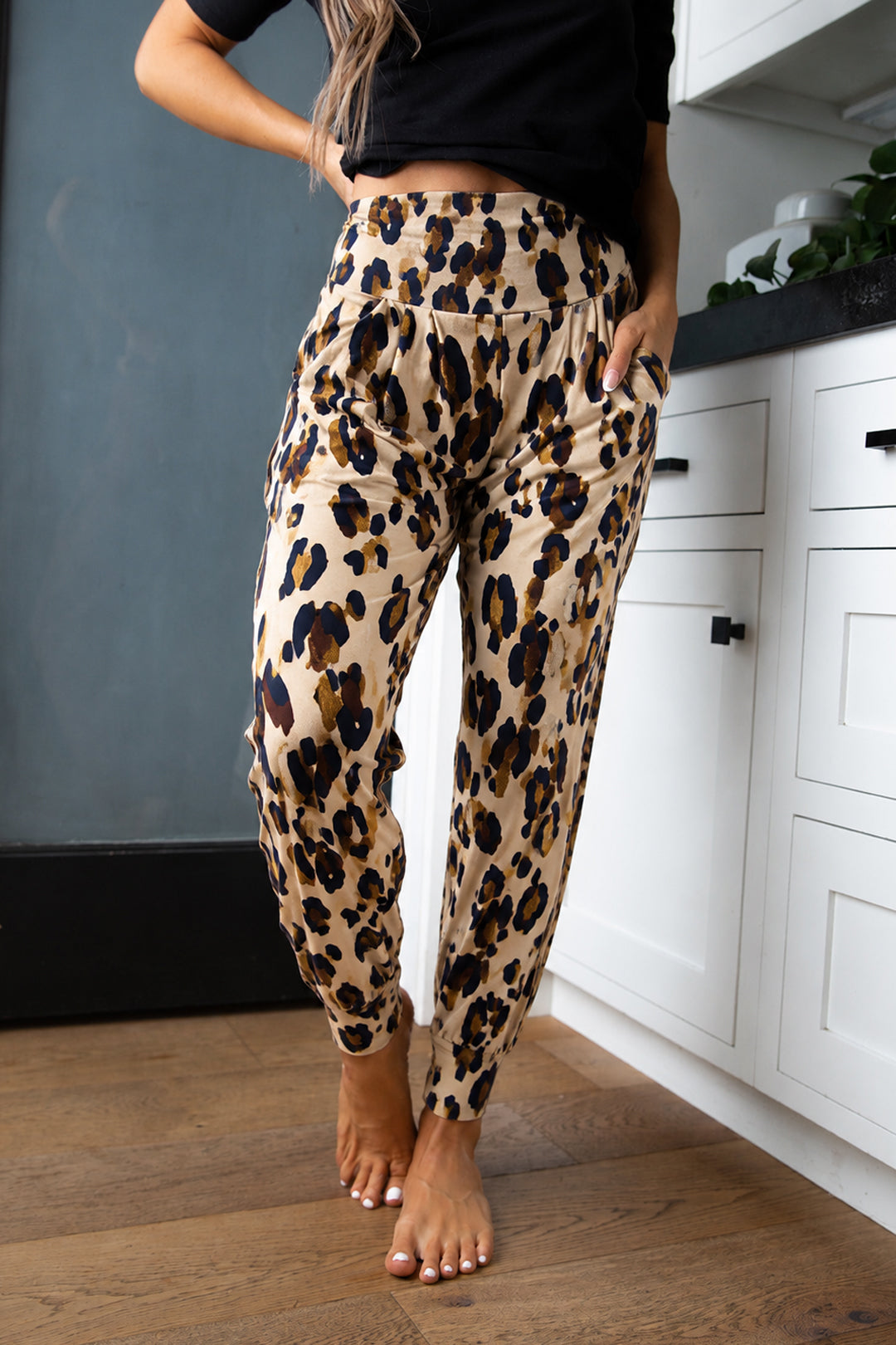 Navy Leopard Joggers