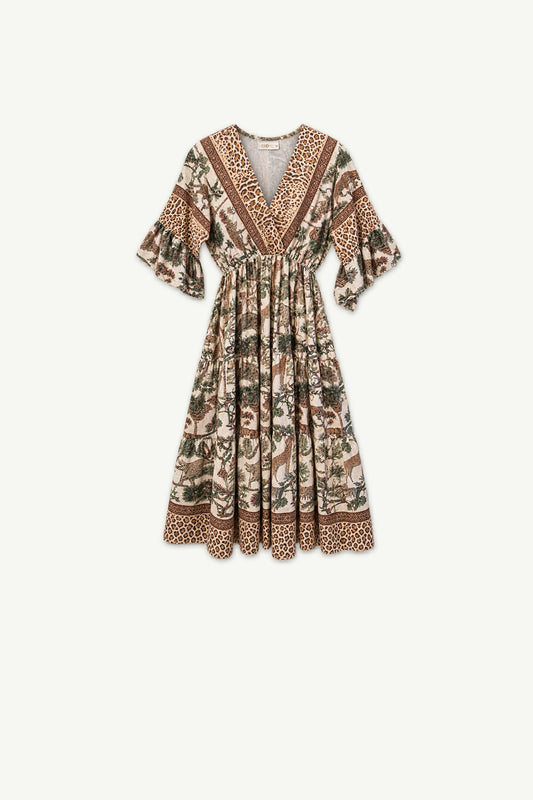 Safari V-Neck Maxi Dress