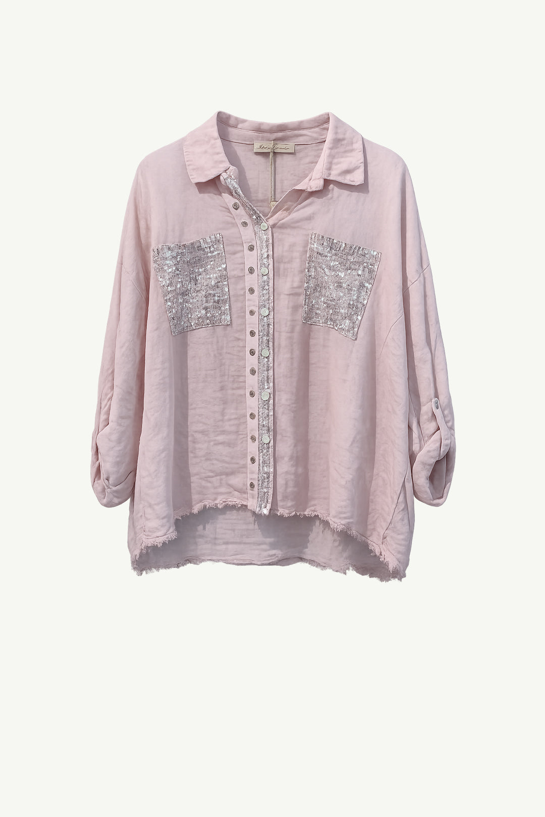 Linen Sequence Blouse Pink