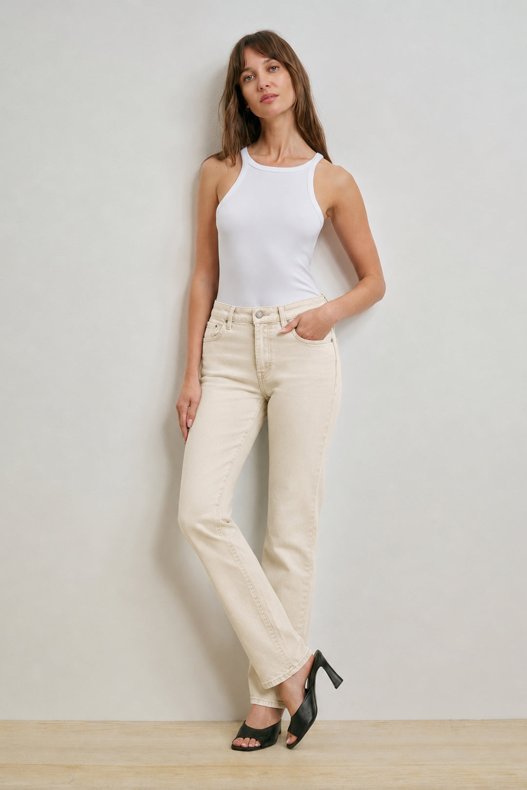 Stone Denim Straight Leg